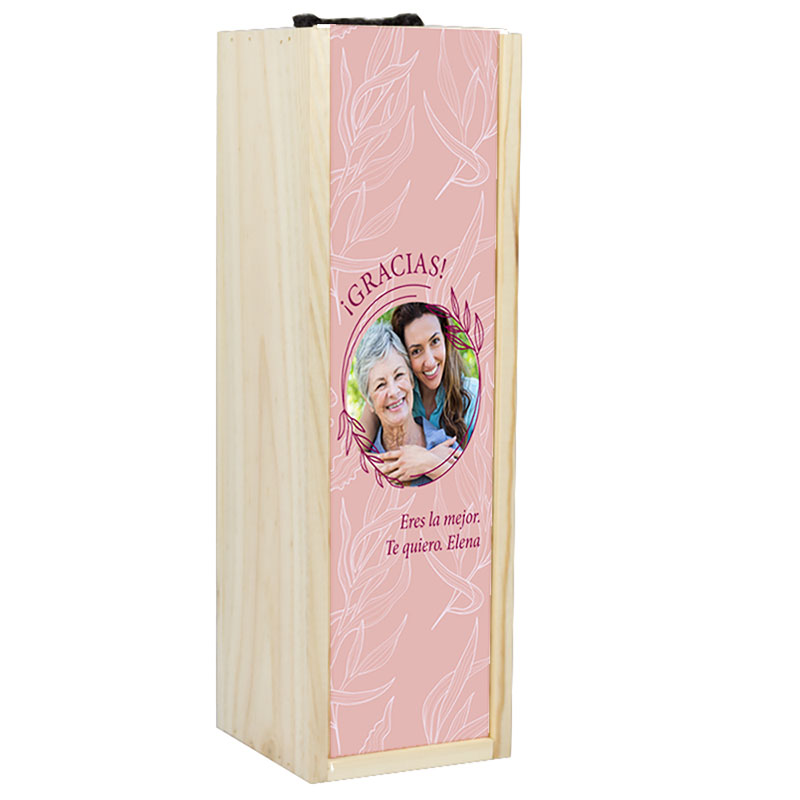 Regalos personalizados: Regalos con fotos: Caja de vino personalizada para regalo Rosa