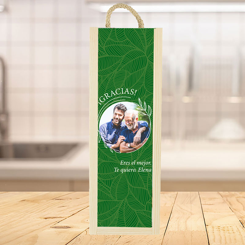 Regalos personalizados: Regalos con fotos: Caja de vino personalizada para regalo Verde