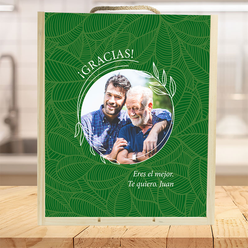 Regalos personalizados: Regalos con fotos: Caja de vino personalizada para regalo Verde