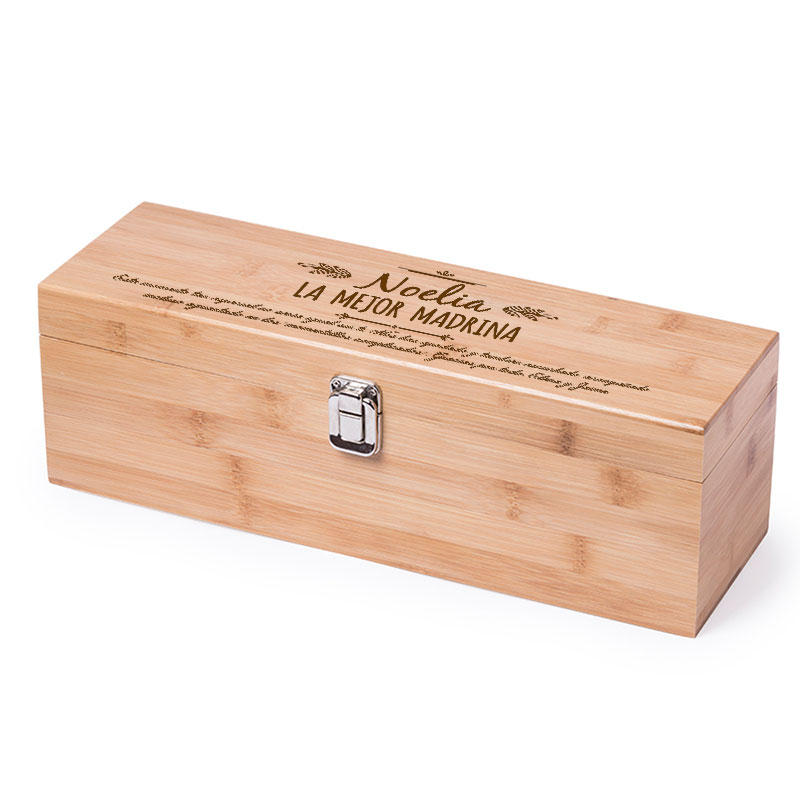 Regalos personalizados: Regalos con nombre: Caja sumiller de Bamb&uacute; personalizada