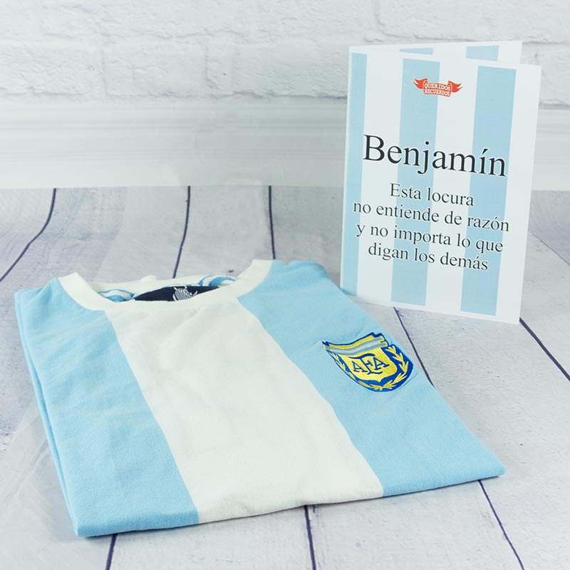 Regalos personalizados: Regalos con nombre: Camiseta Argentina con tarjeta personalizada