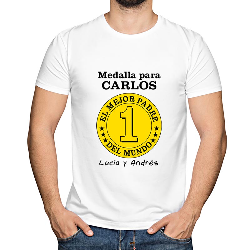 Regalos personalizados: Camisetas personalizadas: Camiseta medalla al mejor padre personalizada