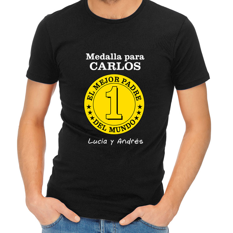 Regalos personalizados: Camisetas personalizadas: Camiseta medalla al mejor padre personalizada