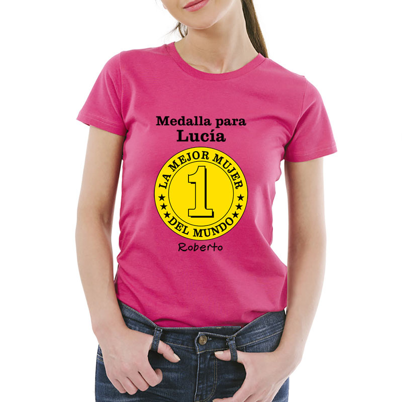 Regalos personalizados: Camisetas personalizadas: Camiseta medalla mejor mujer personalizada