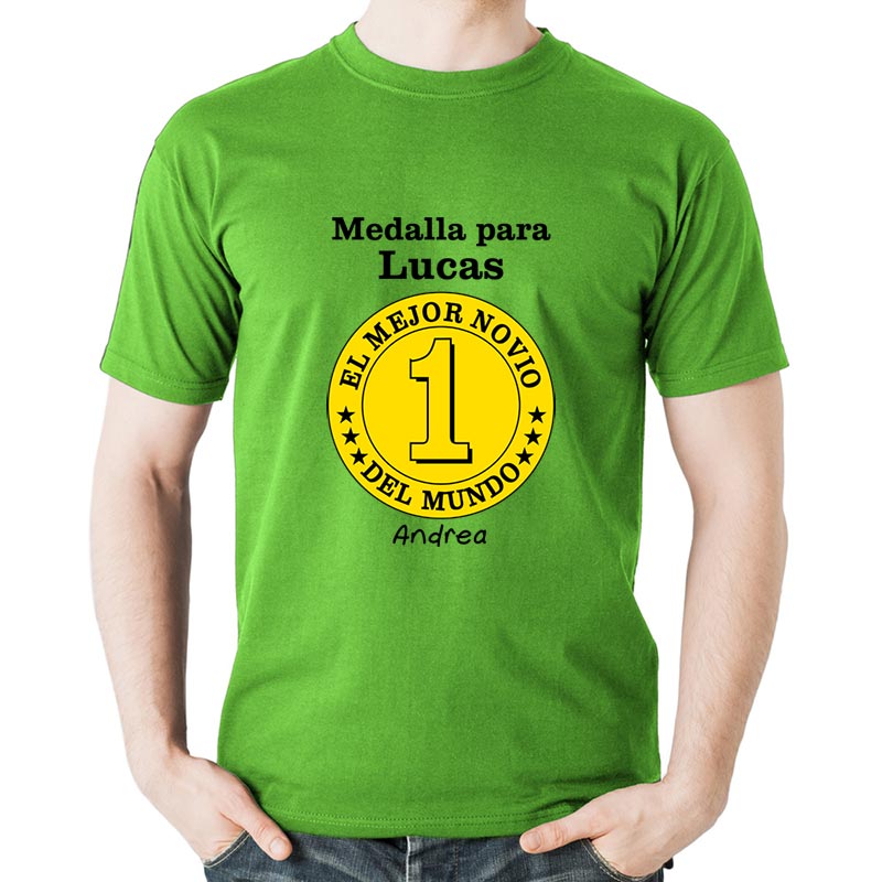 Regalos personalizados: Camisetas personalizadas: Camiseta medalla mejor novio personalizada