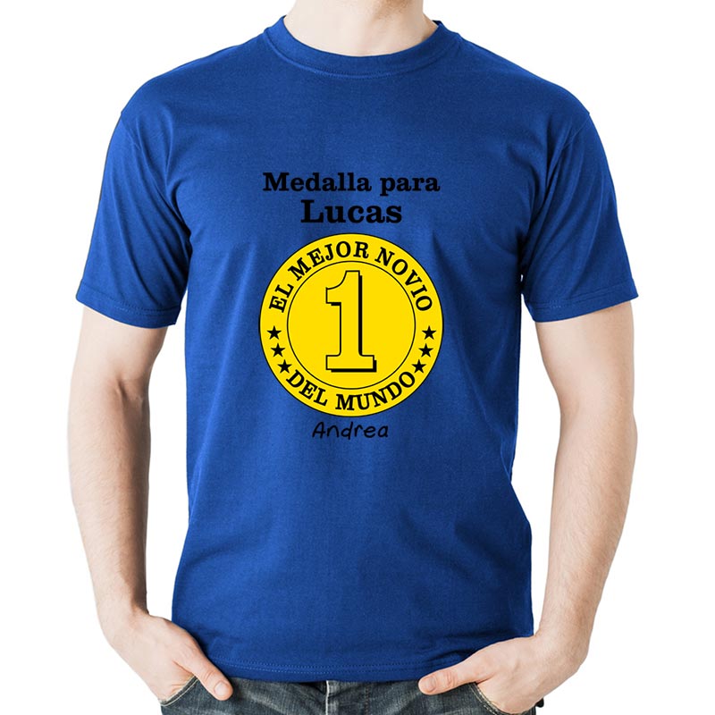 Regalos personalizados: Camisetas personalizadas: Camiseta medalla mejor novio personalizada