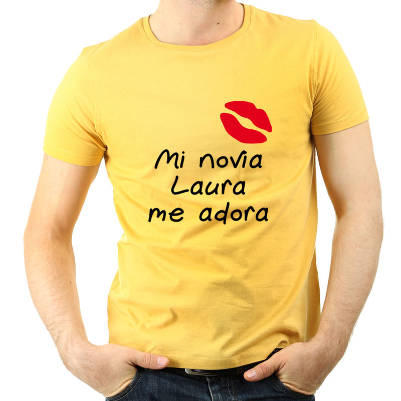 Regalos personalizados: Camisetas personalizadas: Camiseta mi novia me adora personalizada