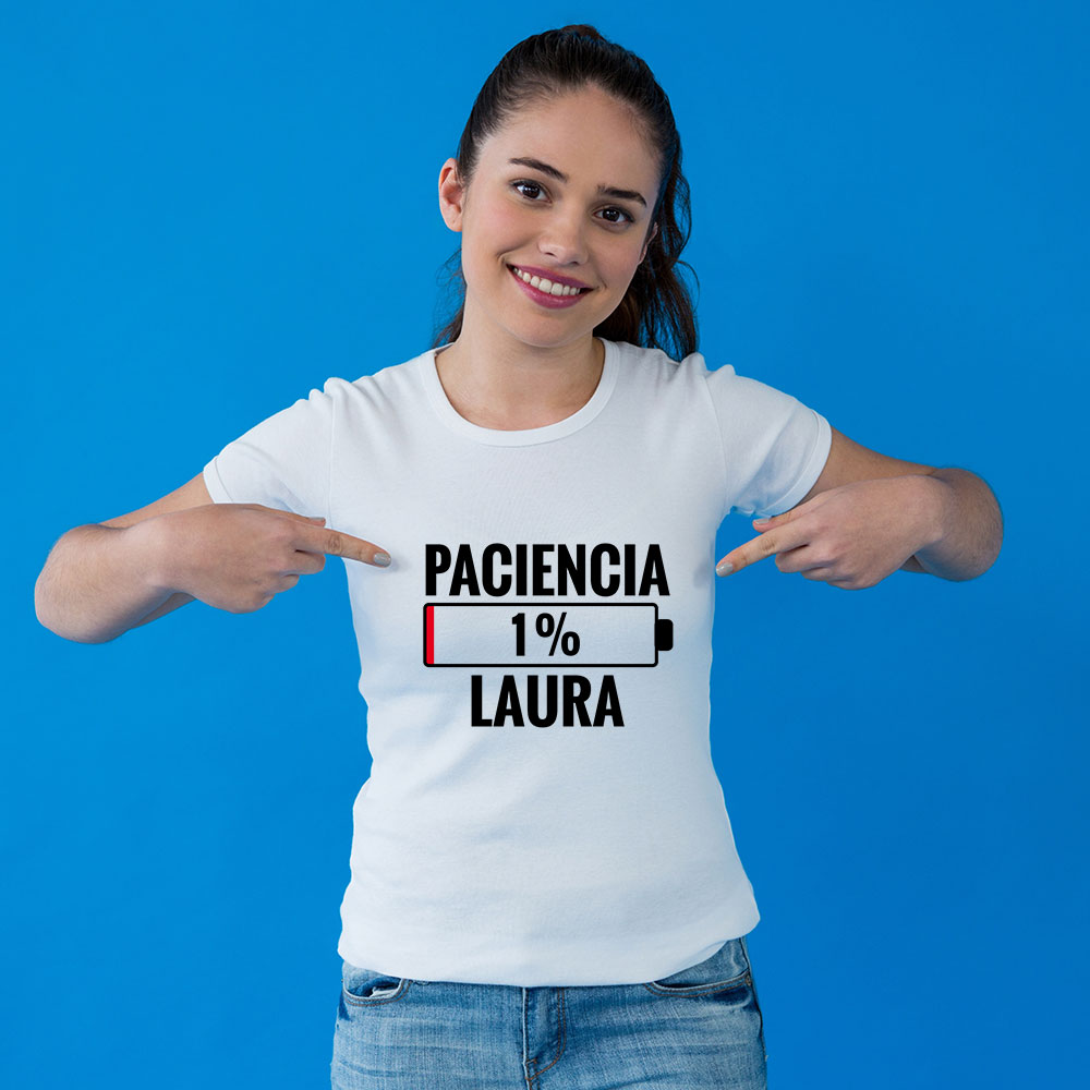 Regalos personalizados: Camisetas personalizadas: Camiseta para mujer 'Pila de paciencia'