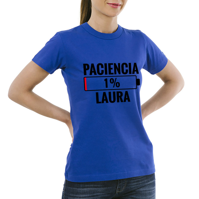 Regalos personalizados: Regalos con nombre: Camiseta para mujer 'Pila de paciencia'