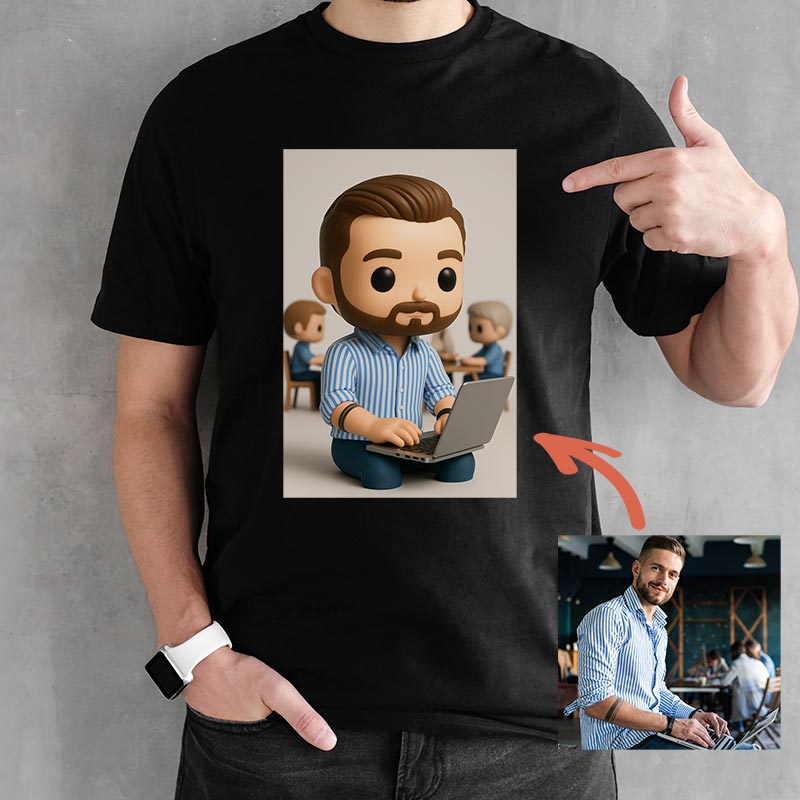 Regalos personalizados: Camisetas personalizadas: Camiseta personalizada para hombre con tu foto y filtro IA