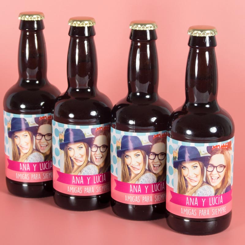 Regalos personalizados: Bebidas personalizadas: Cervezas personalizadas 'Amigas para siempre'