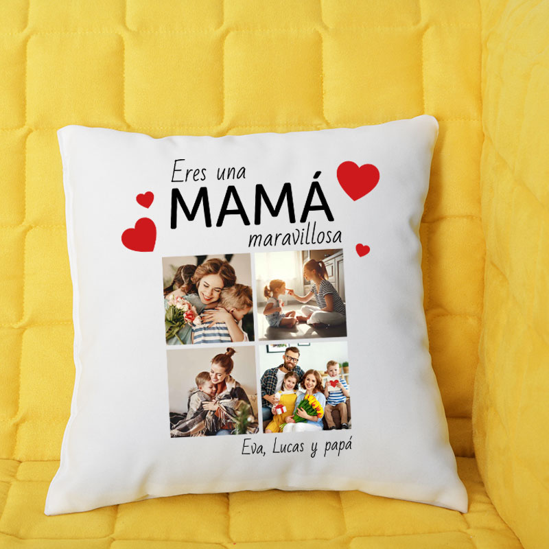 Regalos personalizados: Diseño y decoración: Cojín personalizado con fotos para mamá