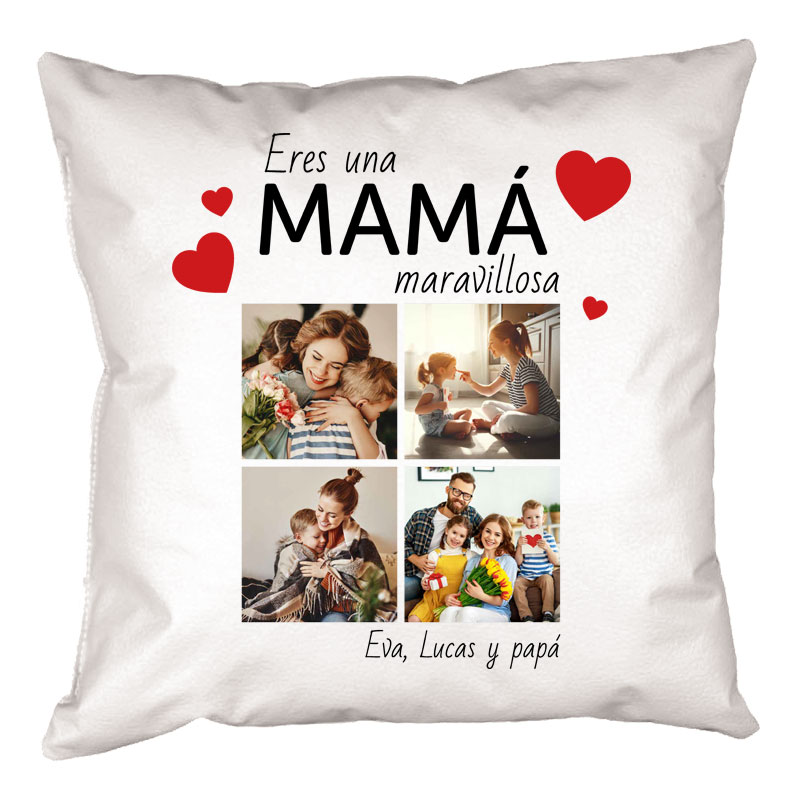 Regalos personalizados: Dise&ntilde;o y decoraci&oacute;n: Coj&iacute;n personalizado con fotos para mam&aacute;