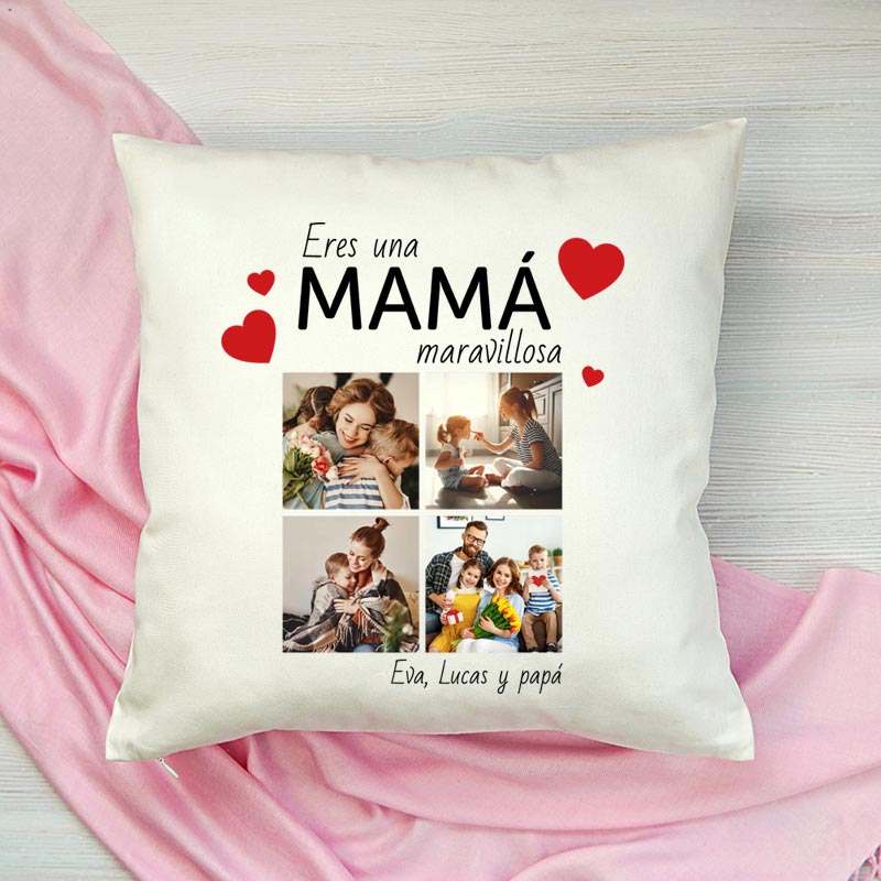 Regalos personalizados: Diseño y decoración: Cojín personalizado con fotos para mamá