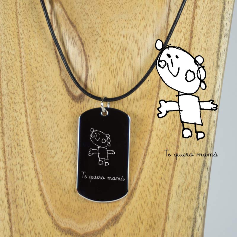 Regalos personalizados: Joyas personalizadas: Colgante con el dibujo de tu hijo grabado