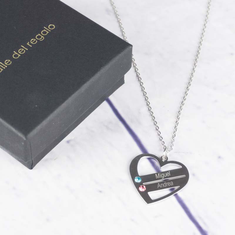 Regalos personalizados: Joyas personalizadas: Colgante corazón con cristales personalizado