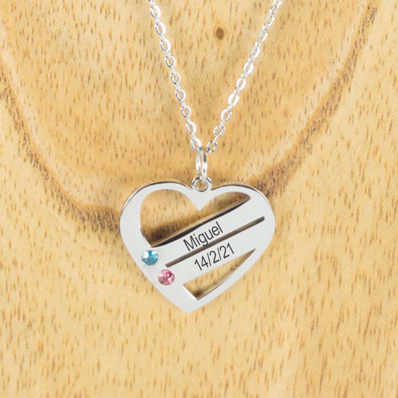 Regalos personalizados: Joyas personalizadas: Colgante corazón con cristales personalizado