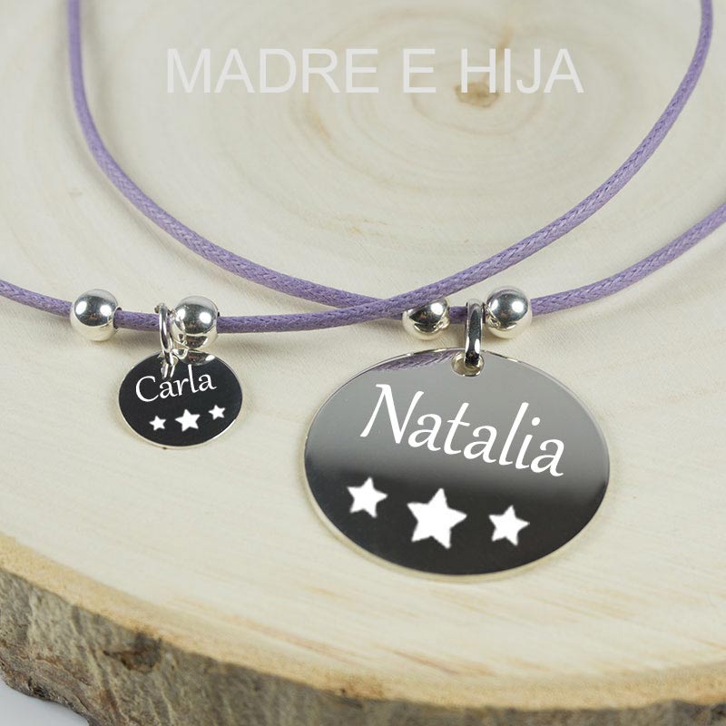 Regalos personalizados: Joyas personalizadas: Colgante de plata madre e hija personalizado