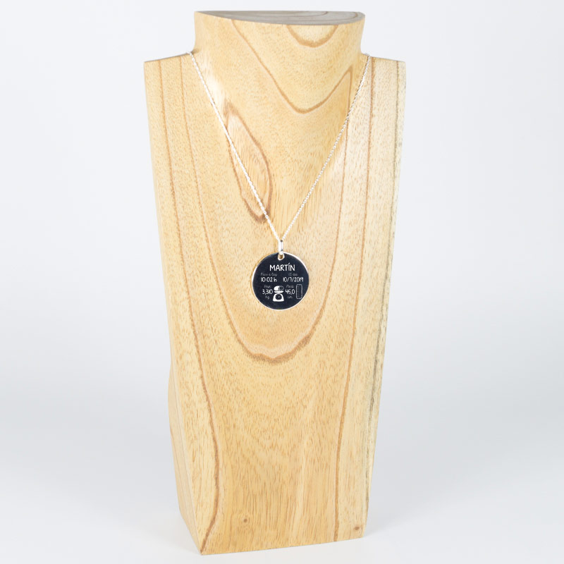 Regalos personalizados: Joyas personalizadas: Colgante de plata nacimiento personalizado