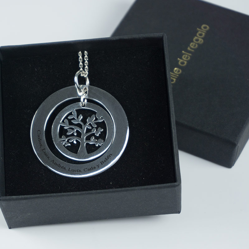 Regalos personalizados: Joyas personalizadas: Colgante de plata personalizado Árbol de la Vida