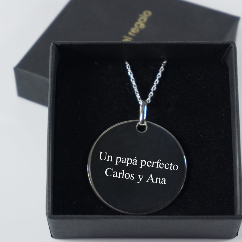 Regalos personalizados: Joyas personalizadas: Colgante de plata medalla personalizado