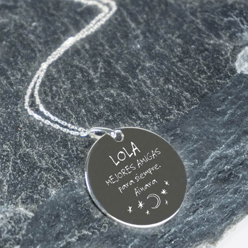 Regalos personalizados: Joyas personalizadas: Colgante de plata personalizado con dedicatoria