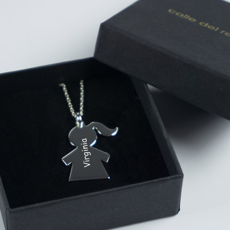 Regalos personalizados: Joyas personalizadas: Colgante de plata querubín chica personalizado