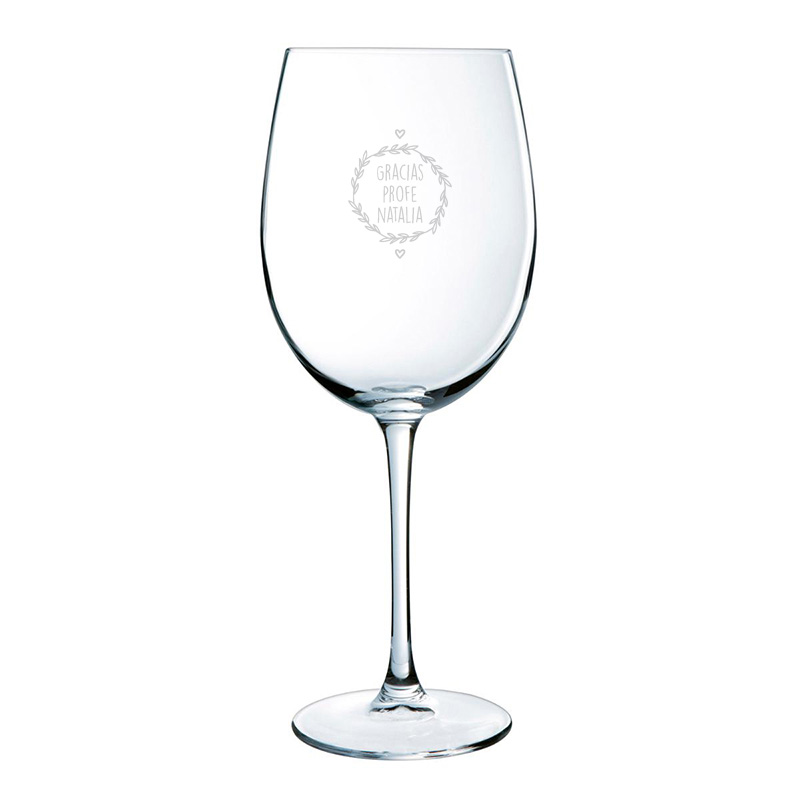 Regalos personalizados: Cristalería personalizada: Copa de vino grabada 'Gracias Profe'