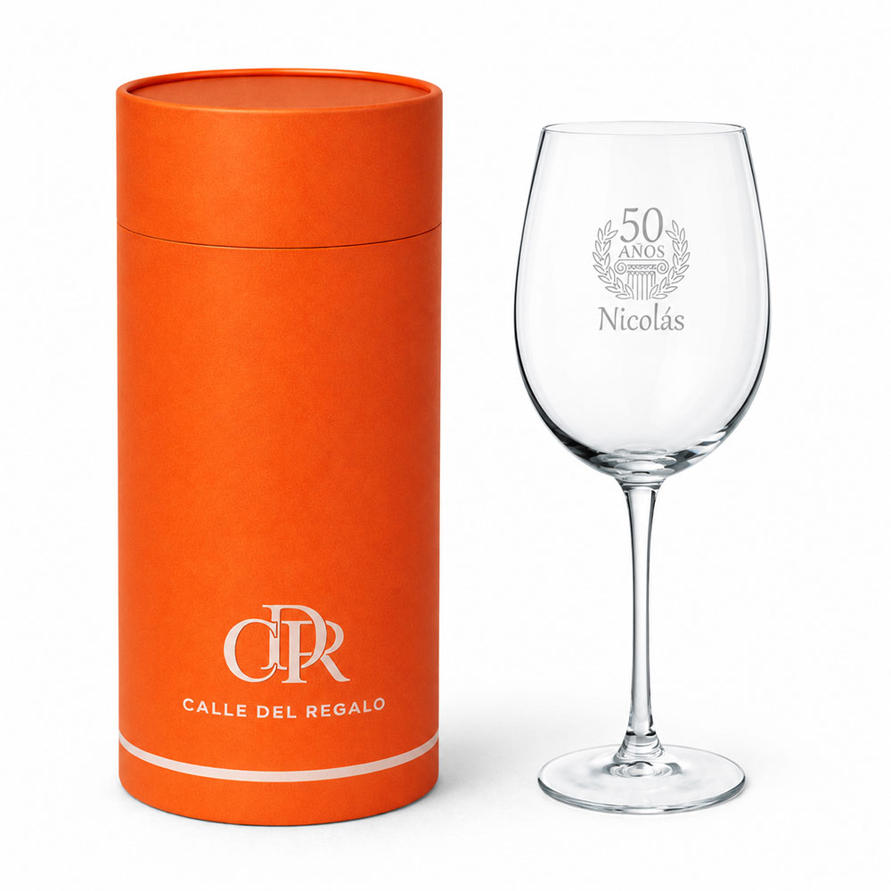 Copa de vino grabada para cumplea&ntilde;os
