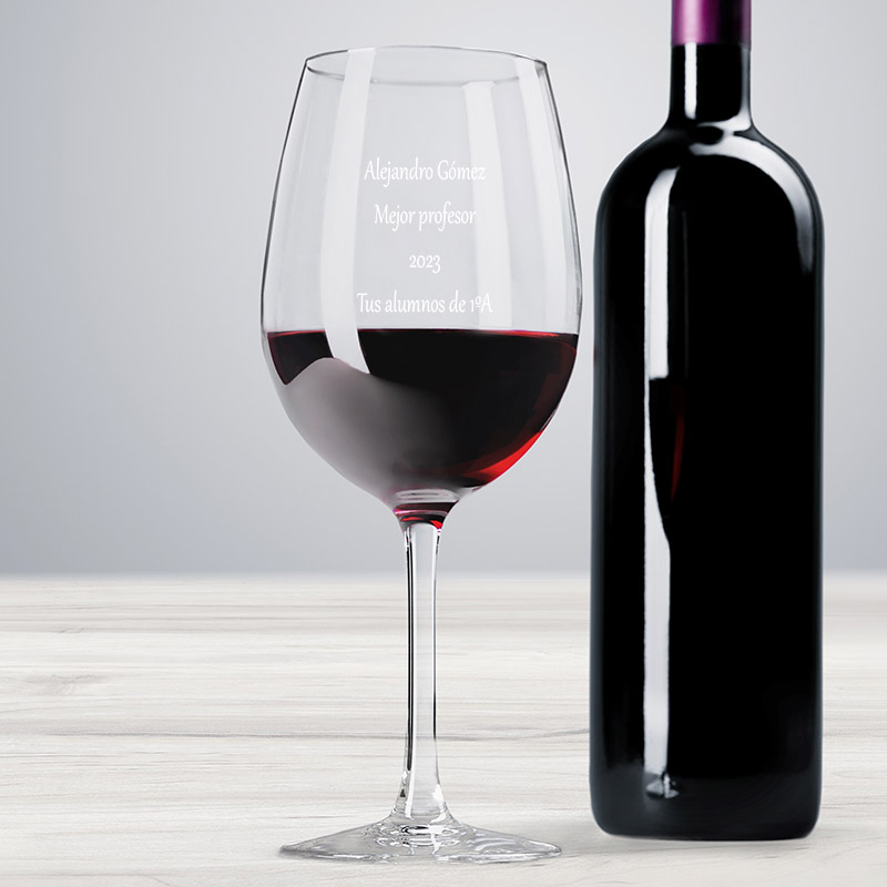 Regalos personalizados: Bebidas personalizadas: Copa de vino grabada para profesor