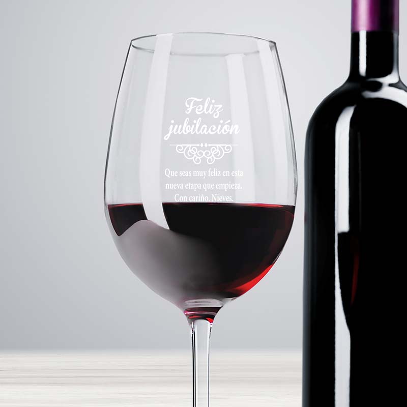 Regalos personalizados: Cristalería personalizada: Copa de vino regalo para jubilación