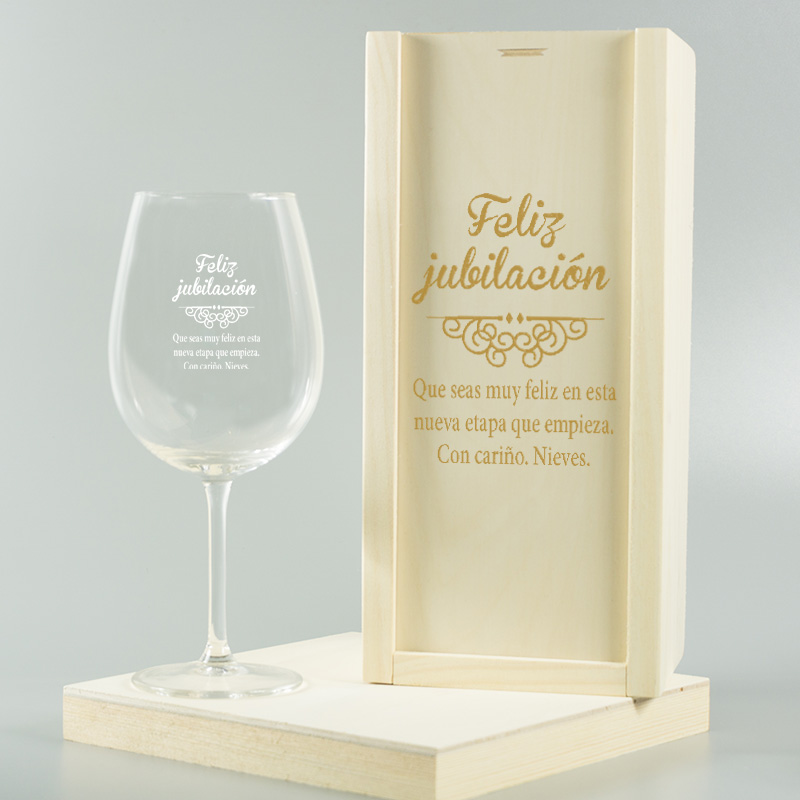 Regalos personalizados: Bebidas personalizadas: Copa de vino regalo para jubilación
