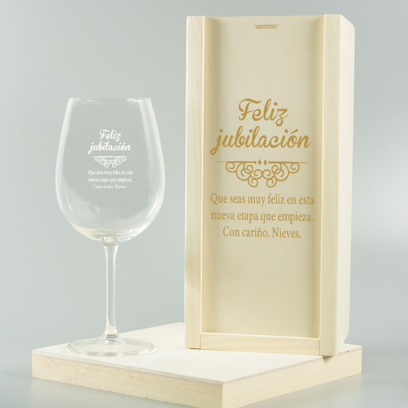 Regalos personalizados: Cristalería personalizada: Copa de vino regalo para jubilación