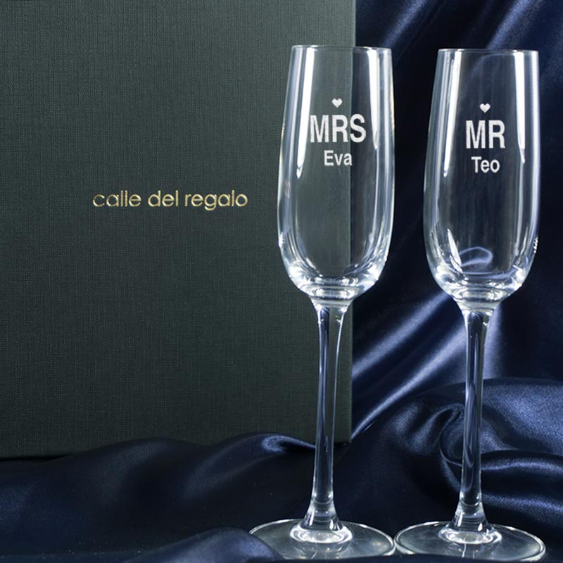 Copas de cava Mr y Mrs personalizadas