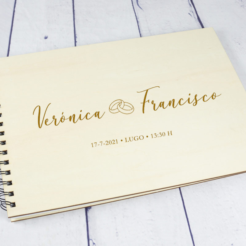 Regalos personalizados: Cuadernos: Cuaderno de firmas en madera para bodas