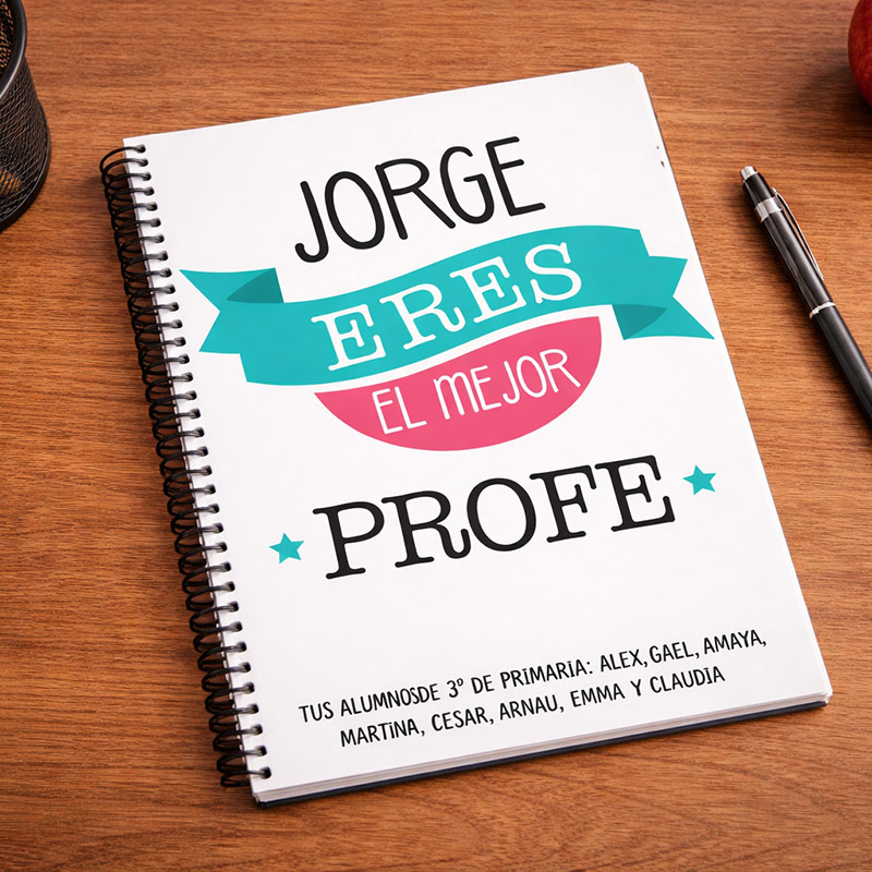 Regalos personalizados: Cuadernos: Cuaderno Mejor Profe personalizado