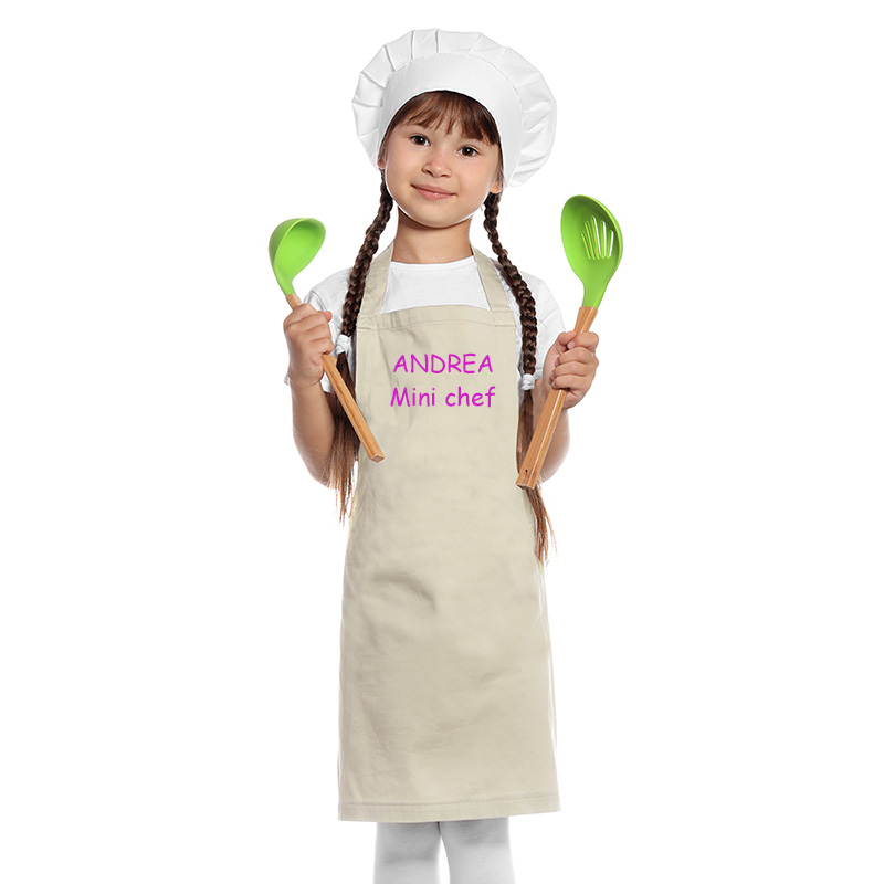 Regalos personalizados: Delantales personalizados: Delantal de cocina infantil BIO bordado con nombre