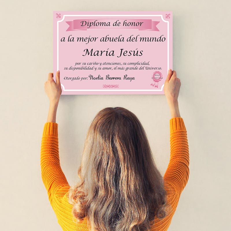 Regalos personalizados: Diseño y decoración: Diploma a la mejor abuela del mundo