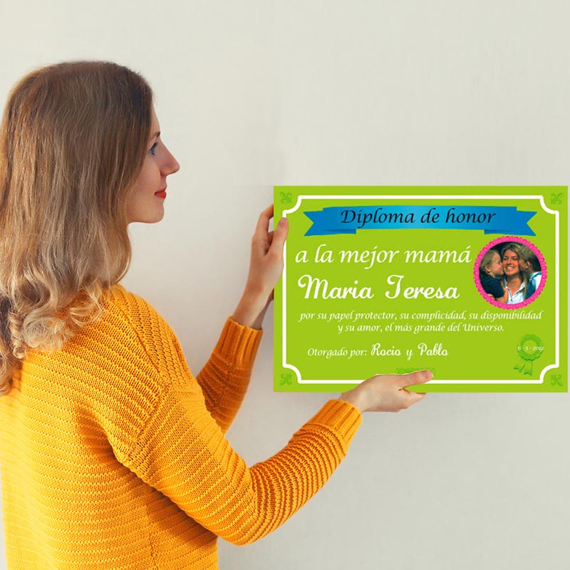 Regalos personalizados: Regalos con fotos: Diploma para la mejor Madre con foto