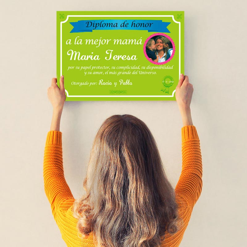 Regalos personalizados: Regalos con fotos: Diploma para la mejor Madre con foto