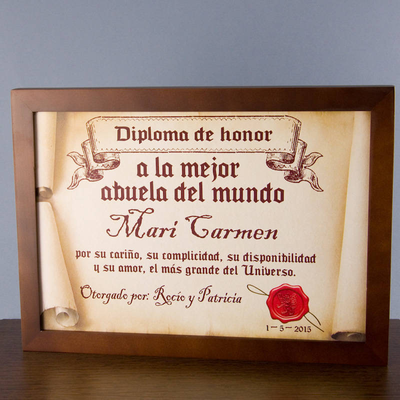 Regalos personalizados: Diseño y decoración: Diploma pergamino a la mejor abuela