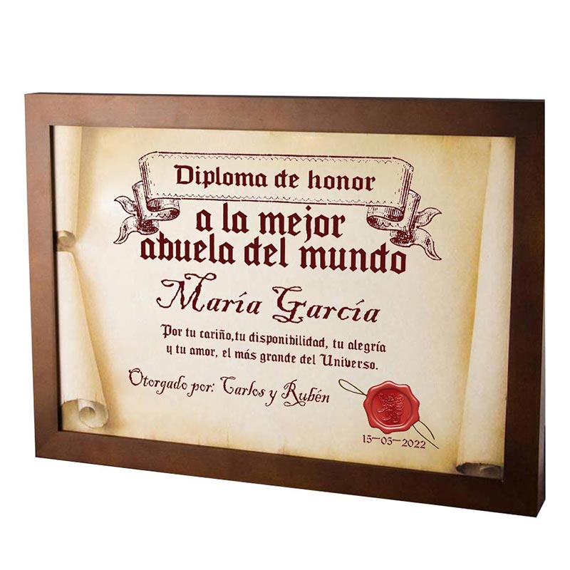 Regalos personalizados: Diseño y decoración: Diploma pergamino a la mejor abuela