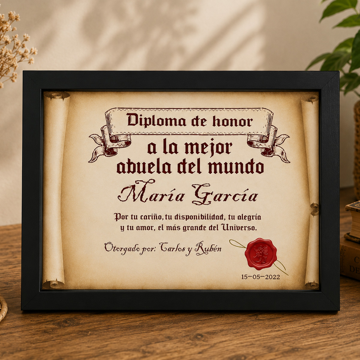 Diploma pergamino a la mejor abuela