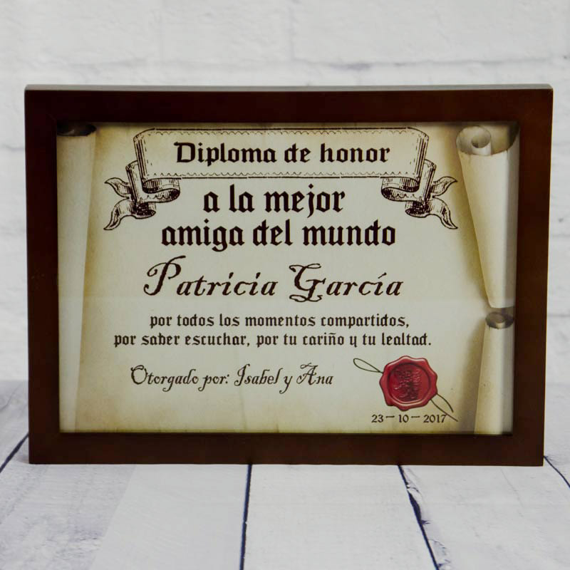 Regalos personalizados: Diseño y decoración: Diploma pergamino a la mejor amiga