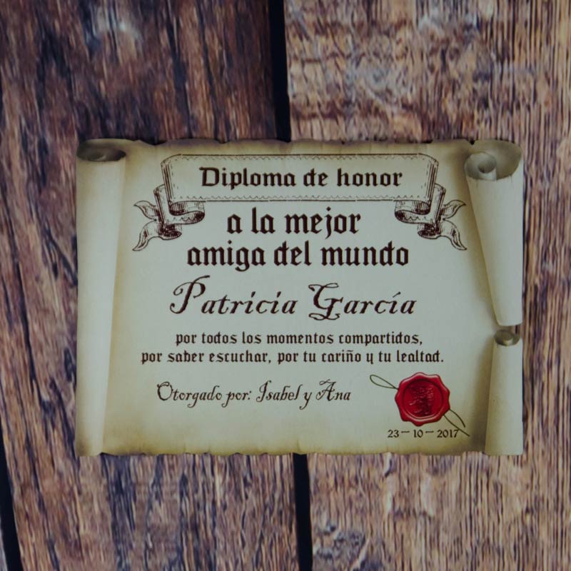 Regalos personalizados: Diseño y decoración: Diploma pergamino a la mejor amiga