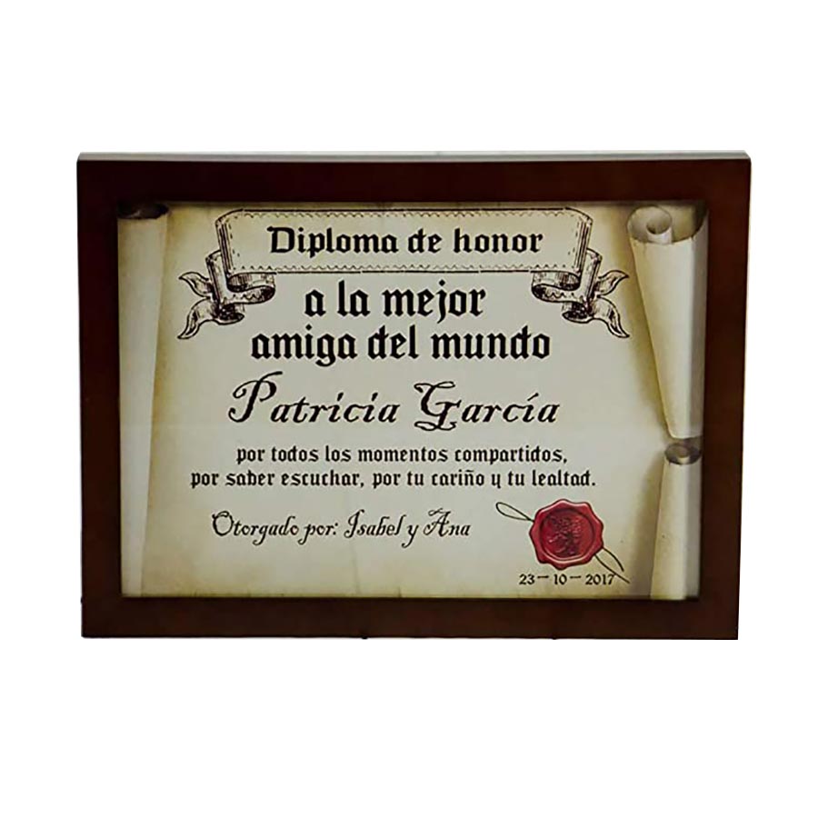 Regalos personalizados: Diseño y decoración: Diploma pergamino a la mejor amiga Regalos personalizados: Diseño y decoración: Diploma pergamino a la mejor amiga