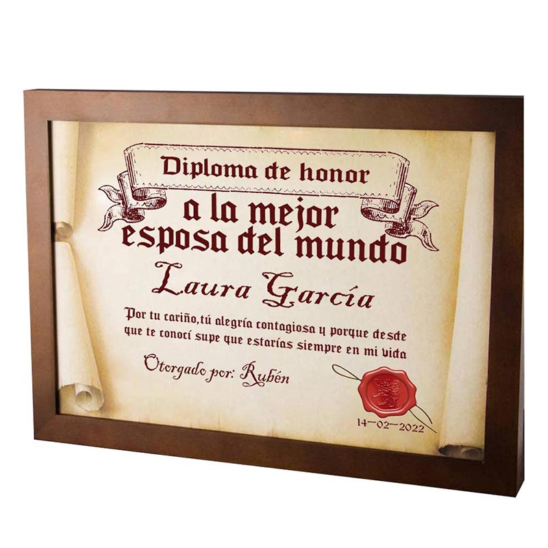 Regalos personalizados: Diseño y decoración: Diploma pergamino a la mejor esposa