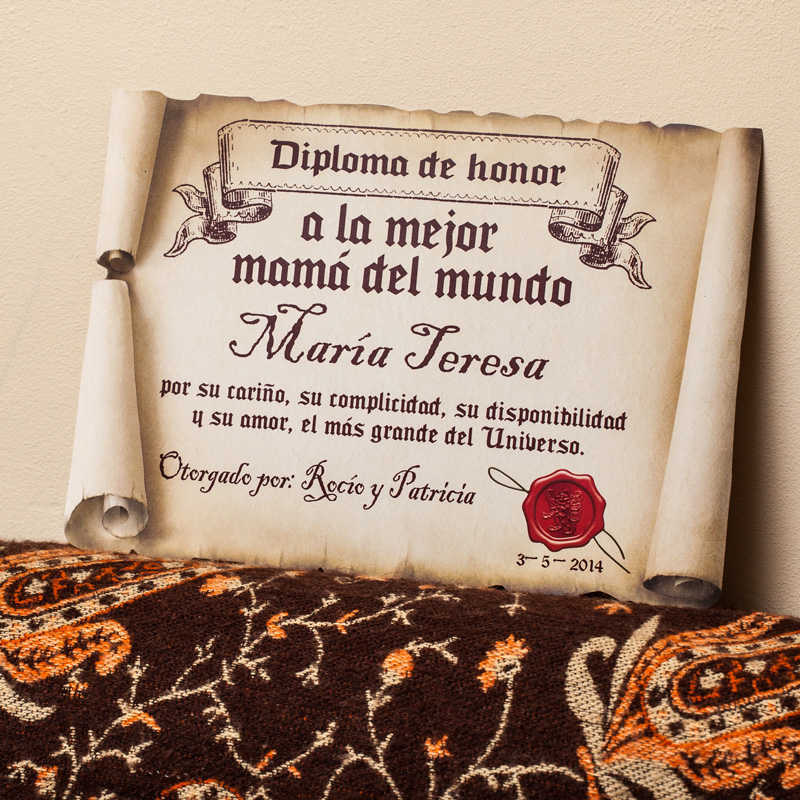 Regalos personalizados: Diseño y decoración: Diploma pergamino a la mejor madre