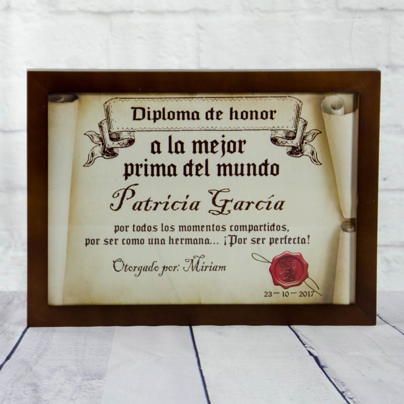 Regalos personalizados: Diseño y decoración: Diploma pergamino a la mejor prima