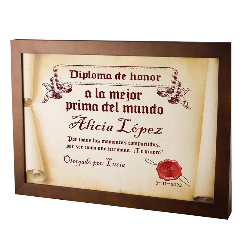 Regalos personalizados: Diseño y decoración: Diploma pergamino a la mejor prima